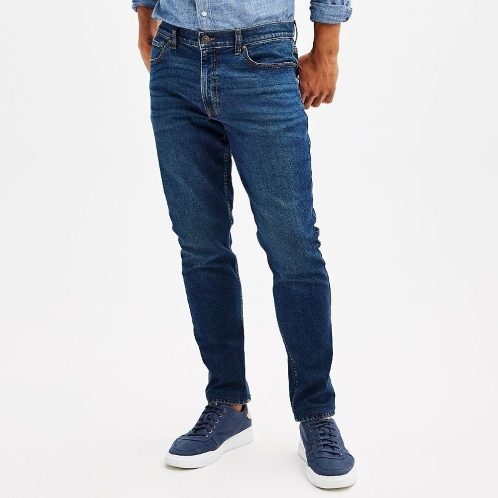 Sonoma Athletic Everyday Jeans Mens 34x32 Blue Dark Wash Stretch NEW